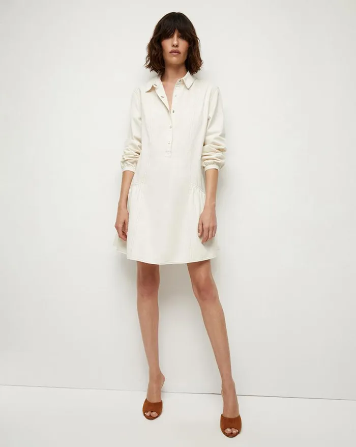 Dresses Shop Veronica Beard Chaia Denim Dress Ecru