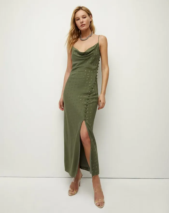 Dresses Shop Veronica Beard Chapel Silk Jacquard Dress Bright Army