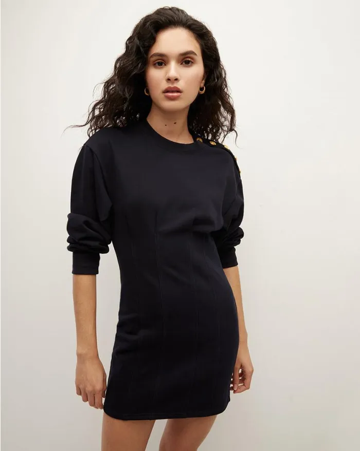 Dresses Shop Veronica Beard Dakasha Sweatshirt Corset Dress Navy