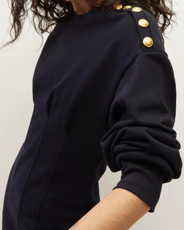 Dresses Shop Veronica Beard Dakasha Sweatshirt Corset Dress Navy