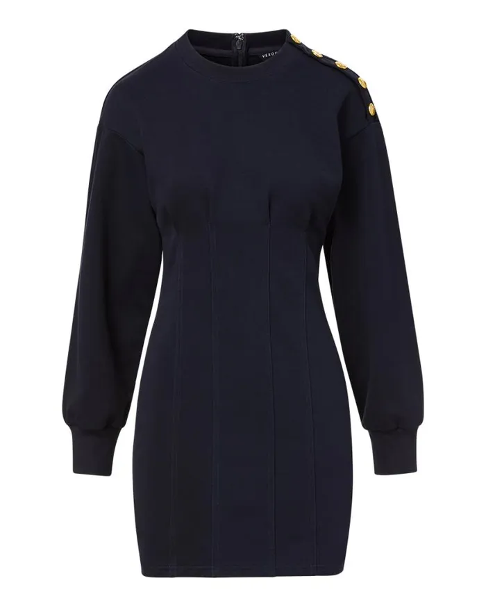 Dresses Shop Veronica Beard Dakasha Sweatshirt Corset Dress Navy