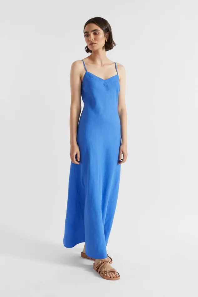 Dresses Woman Seed Heritage Core Linen Slip Maxi Dress Deep Ocean