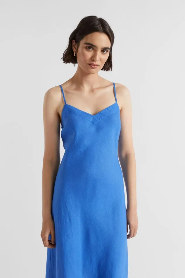 Dresses Woman Seed Heritage Core Linen Slip Maxi Dress Deep Ocean