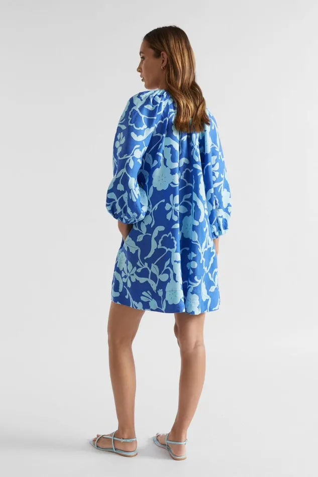 Dresses Woman Seed Heritage Linen Floral Mini Dress Deep Ocean Floral