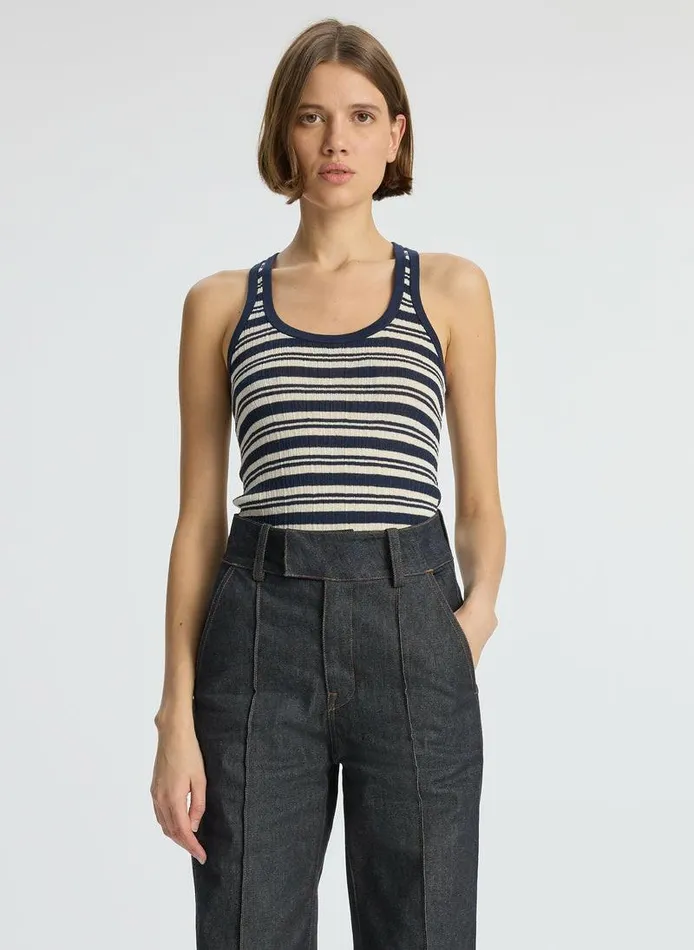 Dresses Women ALC Iris Fine Cotton Knit Tank Navywhite