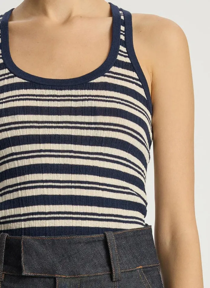 Dresses Women ALC Iris Fine Cotton Knit Tank Navywhite Dresses Women ALC Iris Fine Cotton Knit Tank Navywhite