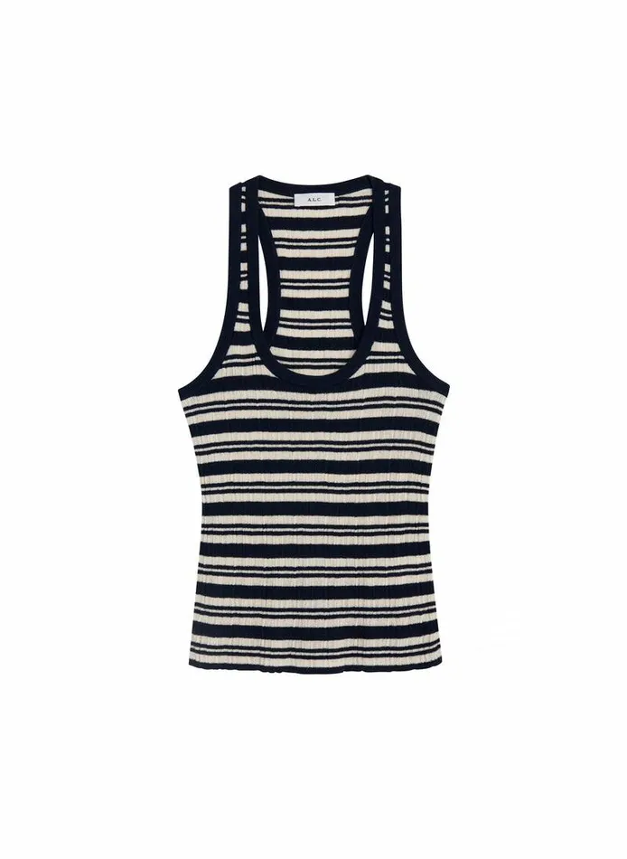 Dresses Women ALC Iris Fine Cotton Knit Tank Navywhite Dresses Women ALC Iris Fine Cotton Knit Tank Navywhite