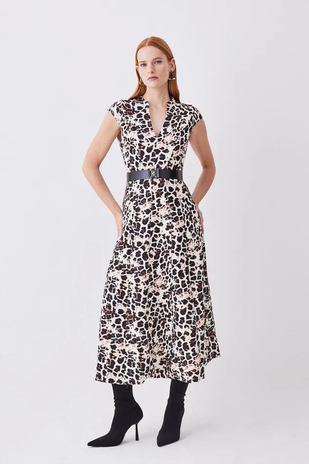 Dresses Women Karen Millen Animal Print Asymmetric Midaxi Dress Animal