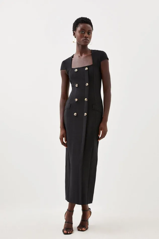 Dresses Women Karen Millen Bandage Figure Form Knit Button Midi Dress
