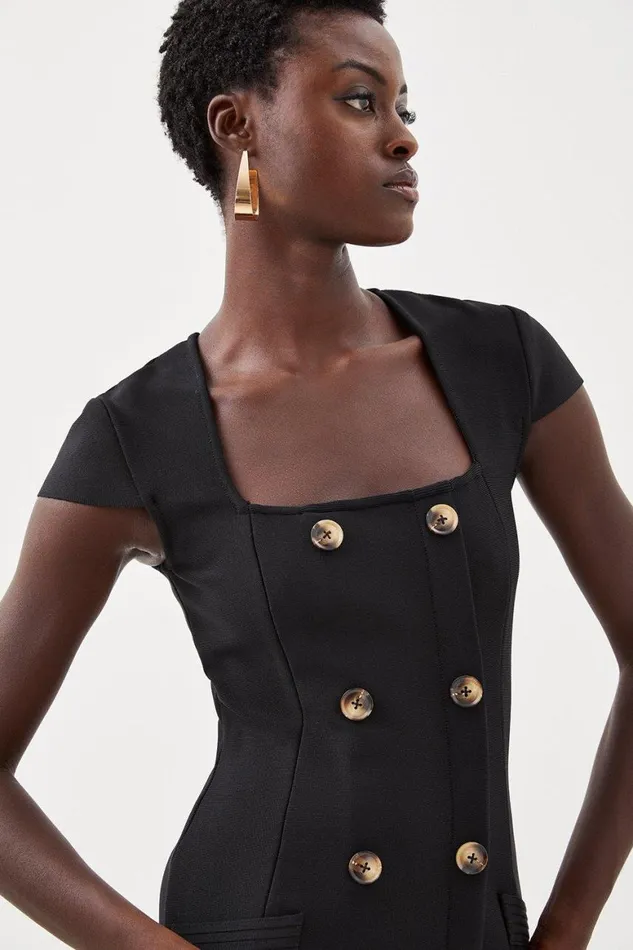 Dresses Women Karen Millen Bandage Figure Form Knit Button Midi Dress