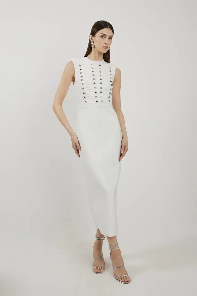 Dresses Women Karen Millen Bandage Figure Form Military Detail Maxi Dress Cream Dresses Women Karen Millen Bandage Figure Form Military Detail Maxi Dress Cream
