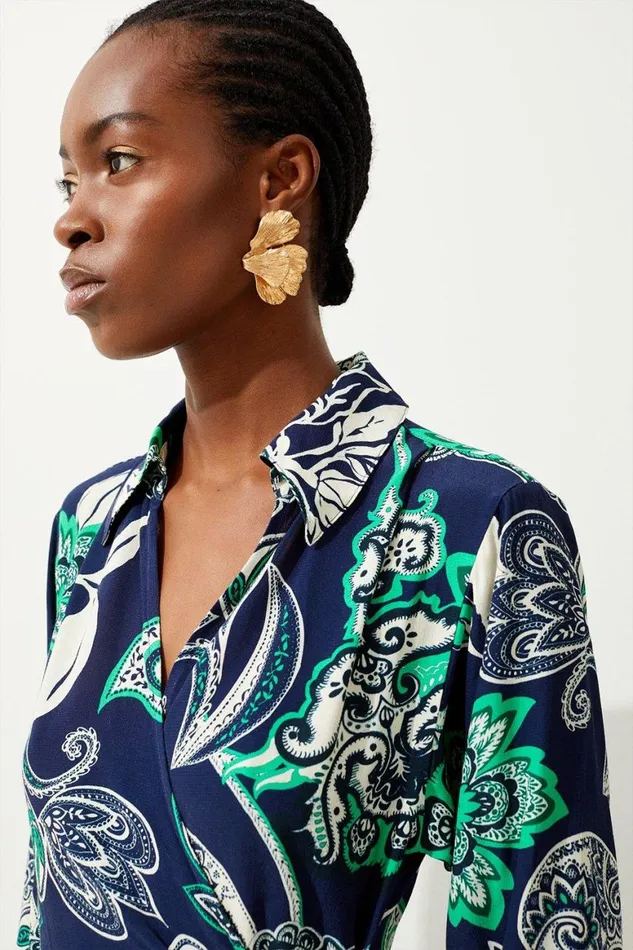 Dresses Women Karen Millen Batik Wrap Detail Mini Dress Floral