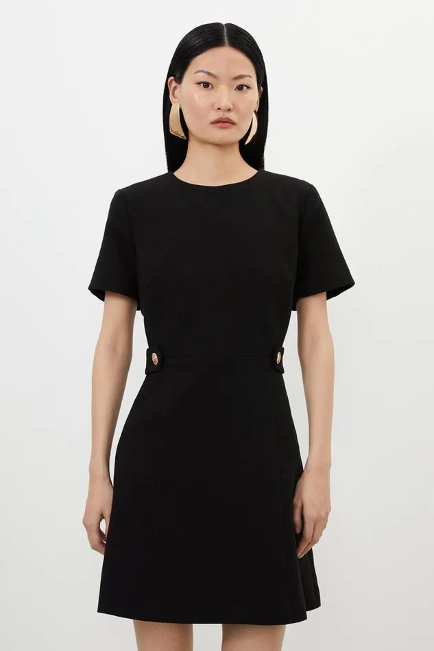 Dresses Women Karen Millen Compact Stretch Essential Waist Tab Detail Tailored Mini Dress Black Dresses Women Karen Millen Compact Stretch Essential Waist Tab Detail Tailored Mini Dress Black