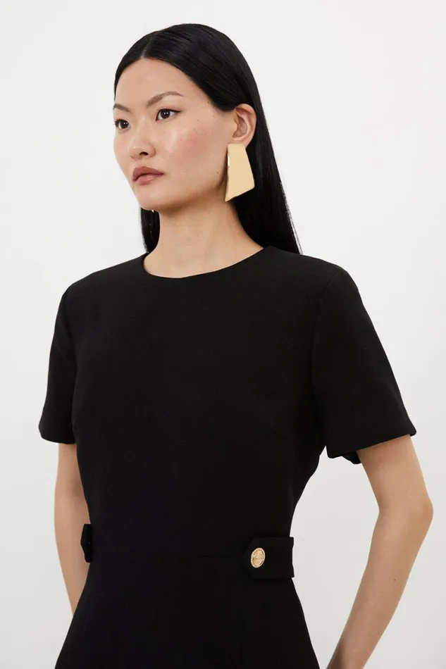 Dresses Women Karen Millen Compact Stretch Essential Waist Tab Detail Tailored Mini Dress Black