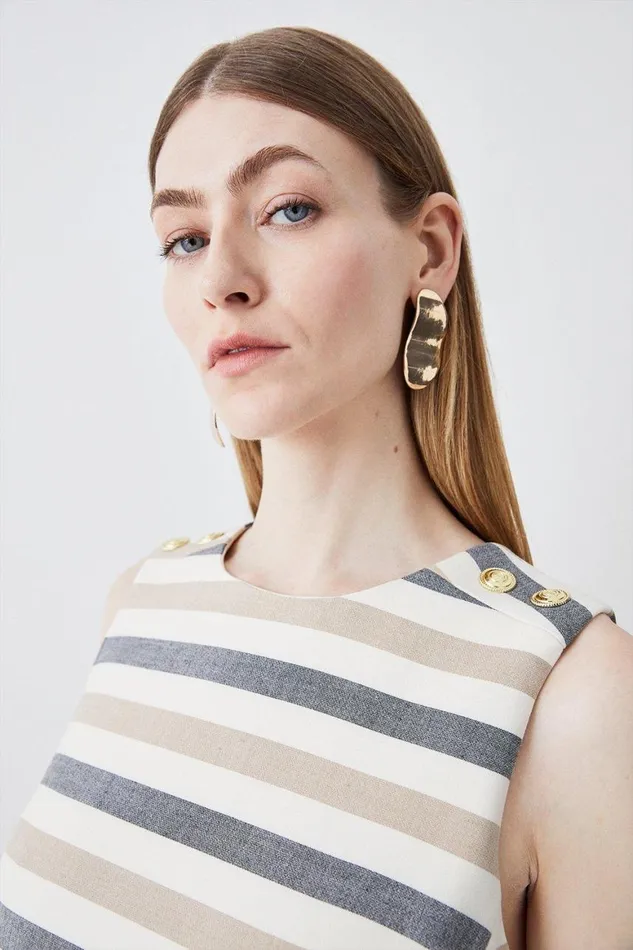 Dresses Women Karen Millen Compact Stretch Stripe Contrast Panel Midi Pencil Dress Stripe