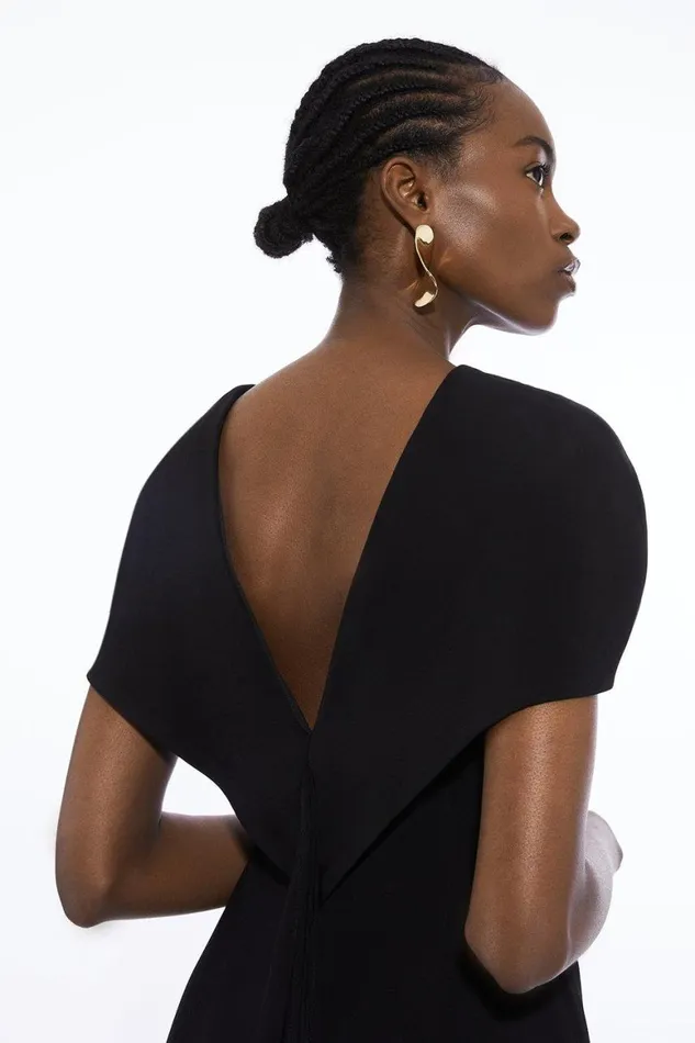 Dresses Women Karen Millen Compact Stretch Viscose Back Drape Tailored Midi Dress Black