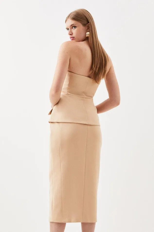 Dresses Women Karen Millen Compact Stretch Zip Pocket Detail Tailored Midi Dress Camel
