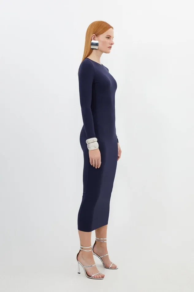 Dresses Women Karen Millen Contour Jersey Long Sleeve Midaxi Dress Navy