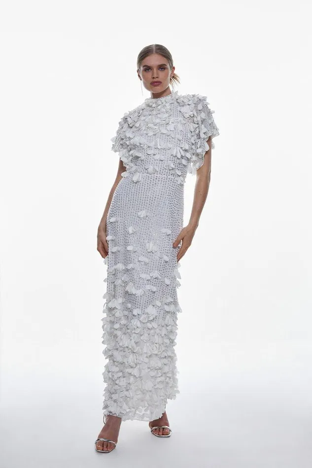 Dresses Women Karen Millen Crystal Applique Angel Sleeve Woven Midaxi Dress Ivory Dresses Women Karen Millen Crystal Applique Angel Sleeve Woven Midaxi Dress Ivory