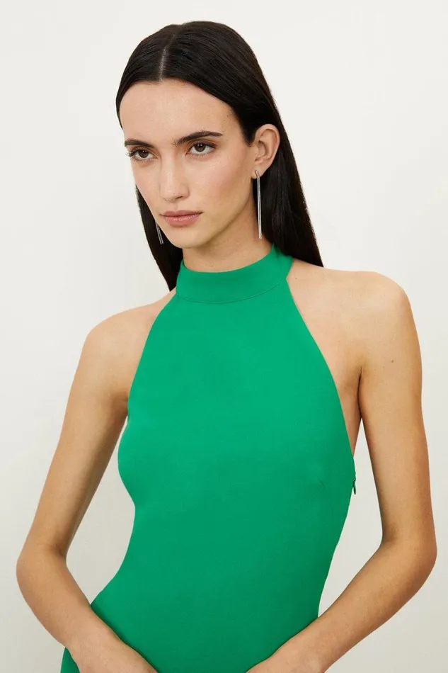 Dresses Women Karen Millen Fluid Tailored Halterneck Open Back Maxi Dress Green