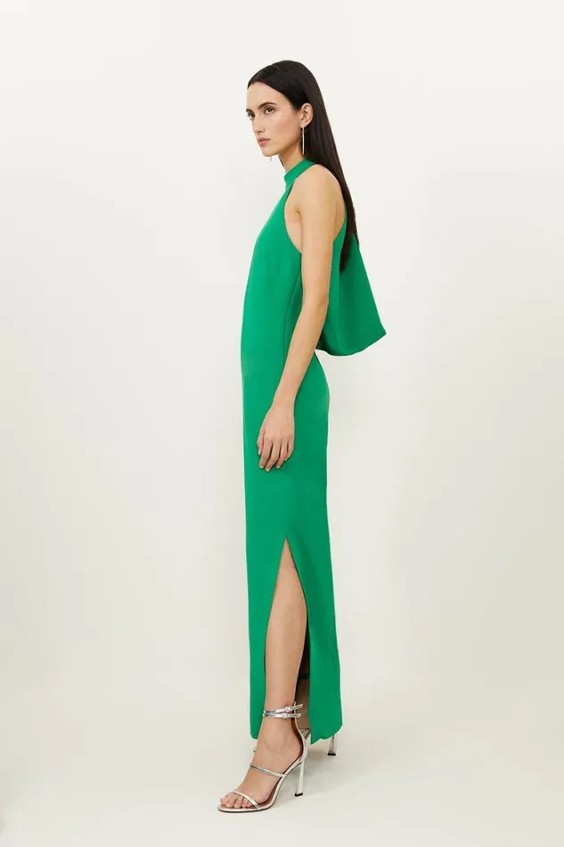 Dresses Women Karen Millen Fluid Tailored Halterneck Open Back Maxi Dress Green