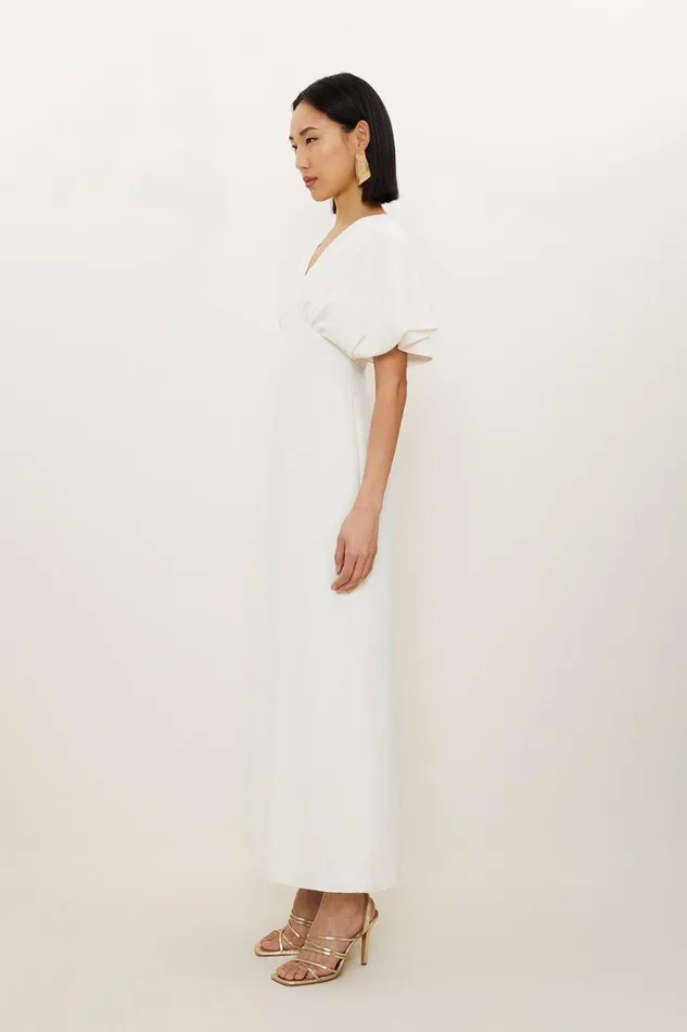 Dresses Women Karen Millen Fluid Tailored Waterfall Sleeve Maxi Dress Ivory