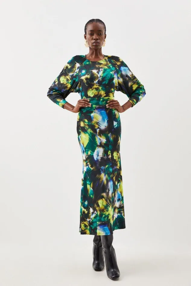 Dresses Women Karen Millen Jersey Abstract Floral Print Long Sleeve Midi Dress Multi Dresses Women Karen Millen Jersey Abstract Floral Print Long Sleeve Midi Dress Multi