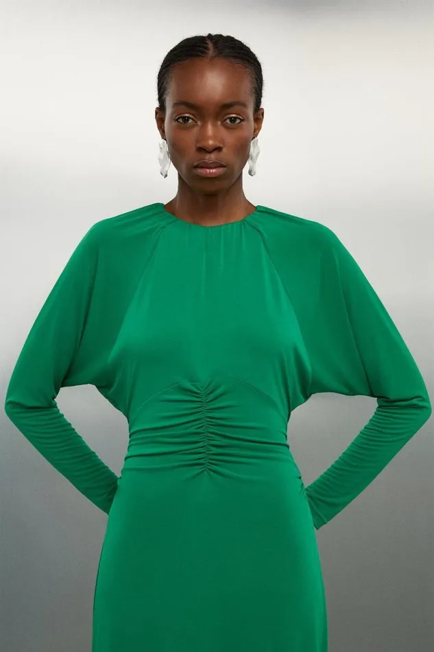 Dresses Women Karen Millen Jersey Crepe Batwing Midaxi Dress Green