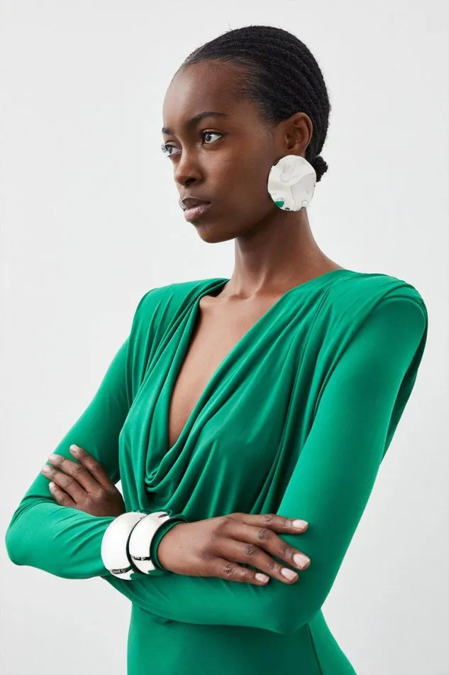 Dresses Women Karen Millen Jersey Crepe Midaxi Cowl Neck Dress Green