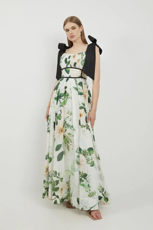 Dresses Women Karen Millen Lydia Millen Petite Floral Silk Cotton Woven Strappy Dress White