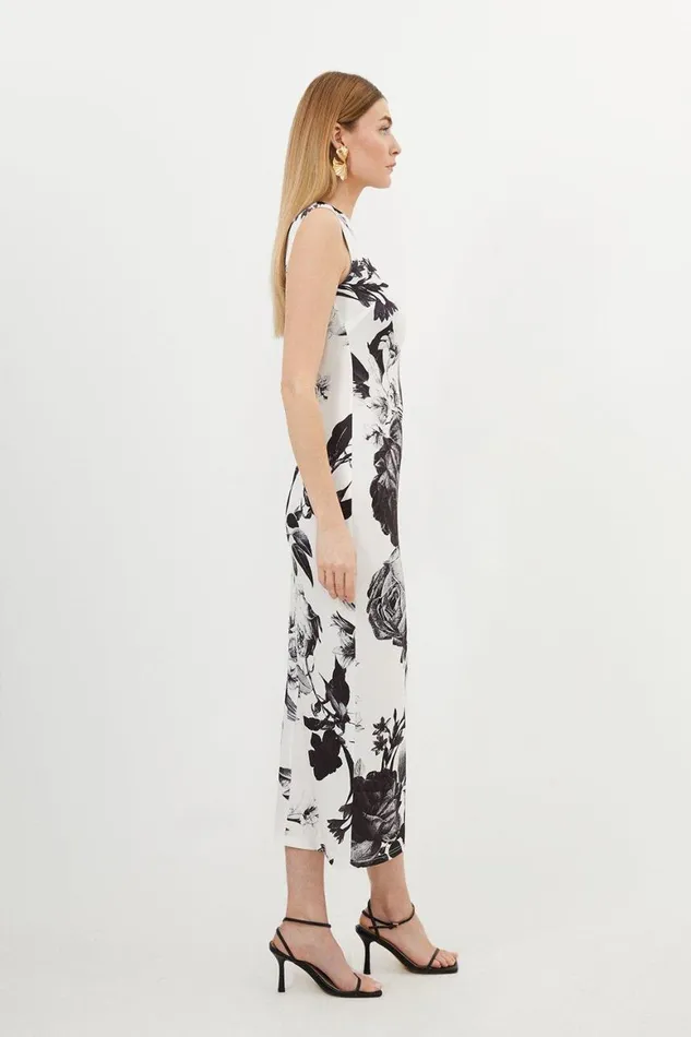 Dresses Women Karen Millen Mono Floral Jersey Sleeveless Maxi Dress Mono