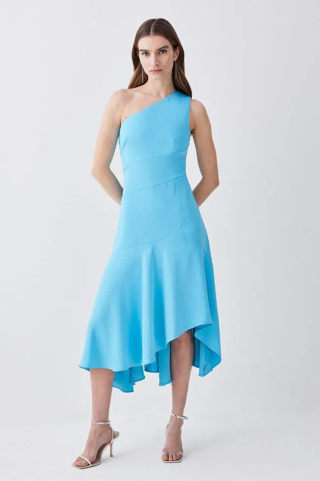 Dresses Women Karen Millen One Shoulder Soft Tailored High Low Midi Dress Aqua Dresses Women Karen Millen One Shoulder Soft Tailored High Low Midi Dress Aqua