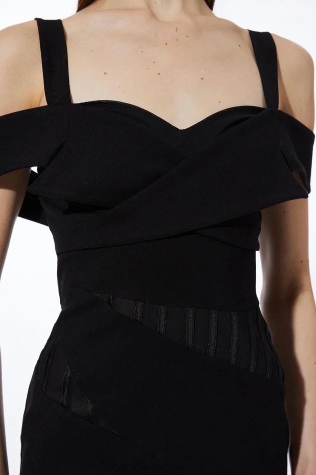 Dresses Women Karen Millen Petite Ponte And Power Mesh Jersey Maxi Dress Black