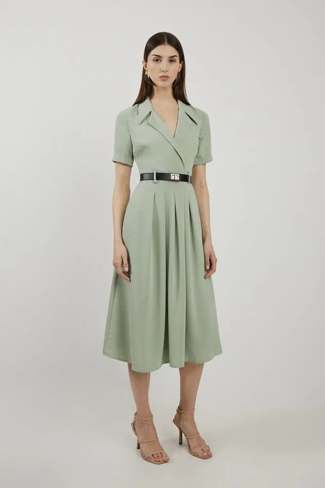 Dresses Women Karen Millen Petite Soft Tailored Belted Midaxi Shirt Dress Sage Dresses Women Karen Millen Petite Soft Tailored Belted Midaxi Shirt Dress Sage