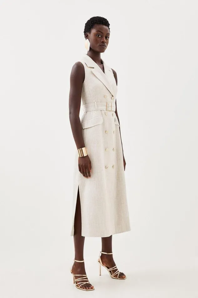 Dresses Women Karen Millen Petite Tailored Double Breasted Belted Midi Dress Natural Dresses Women Karen Millen Petite Tailored Double Breasted Belted Midi Dress Natural