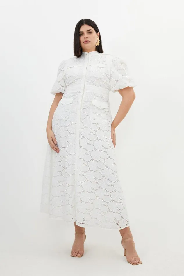 Dresses Women Karen Millen Plus Size Cotton Cutwork Woven Maxi Dress