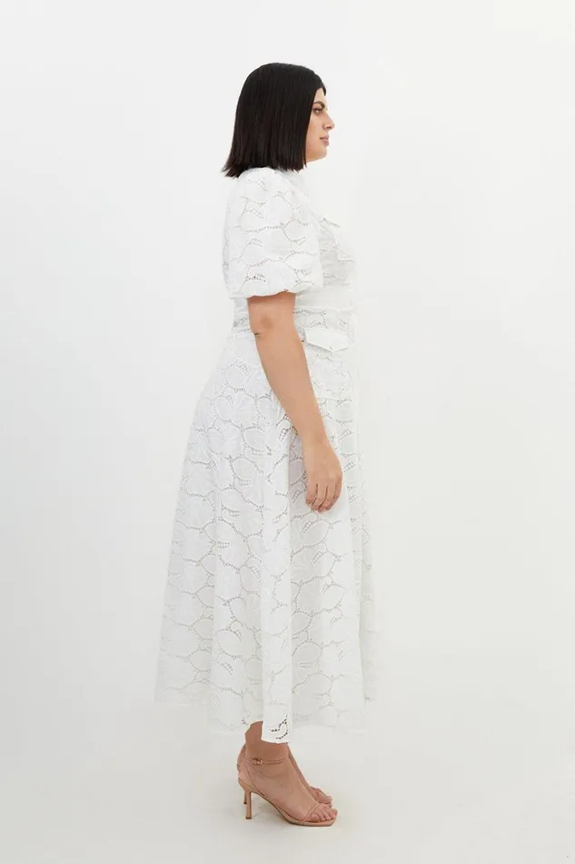 Dresses Women Karen Millen Plus Size Cotton Cutwork Woven Maxi Dress