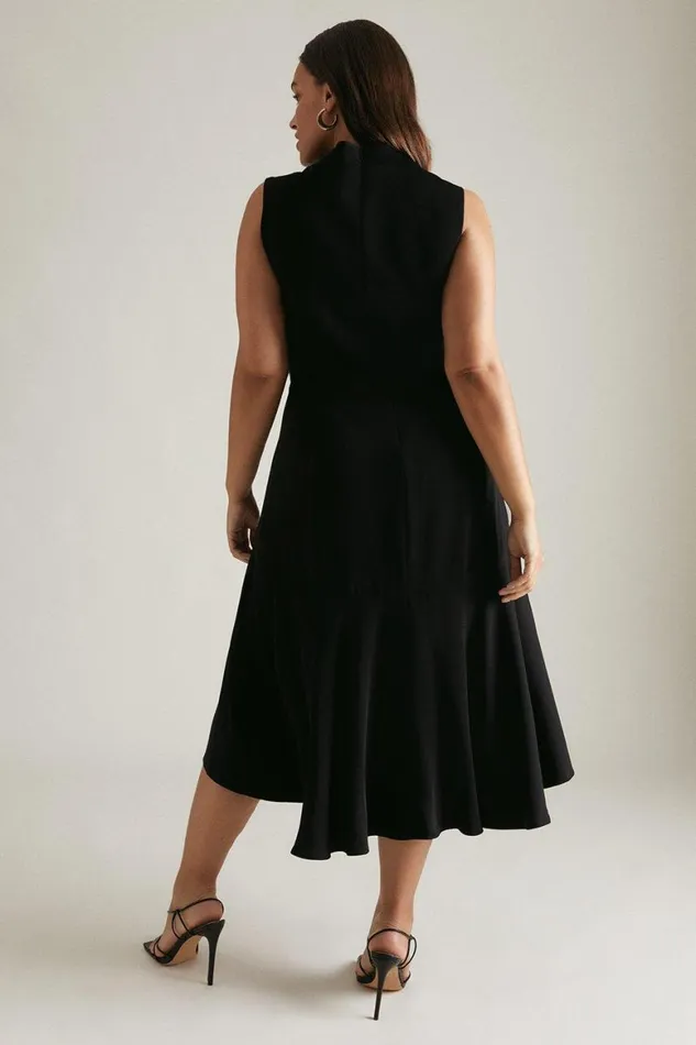 Dresses Women Karen Millen Plus Size Soft Tailored High Low Midi Dress Black