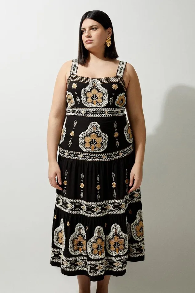 Dresses Women Karen Millen Plus Size Woven Embroidered Strappy Woven Maxi Dress Black Dresses Women Karen Millen Plus Size Woven Embroidered Strappy Woven Maxi Dress Black