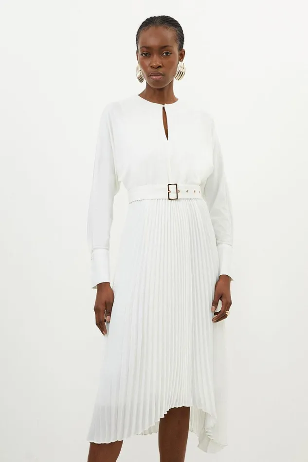 Dresses Women Karen Millen Ponte Georgette Jersey Midaxi Dress Ivory