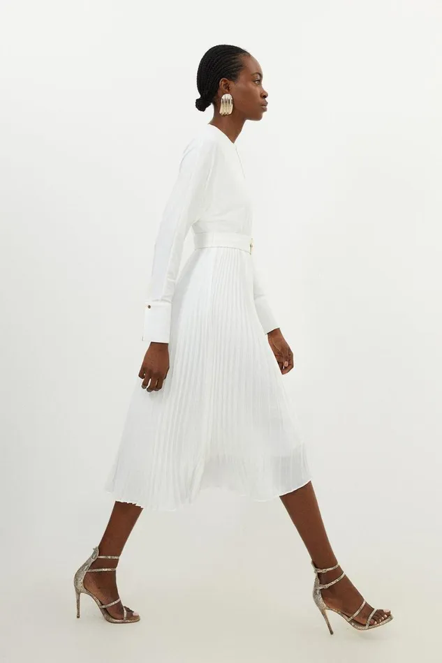 Dresses Women Karen Millen Ponte Georgette Jersey Midaxi Dress Ivory