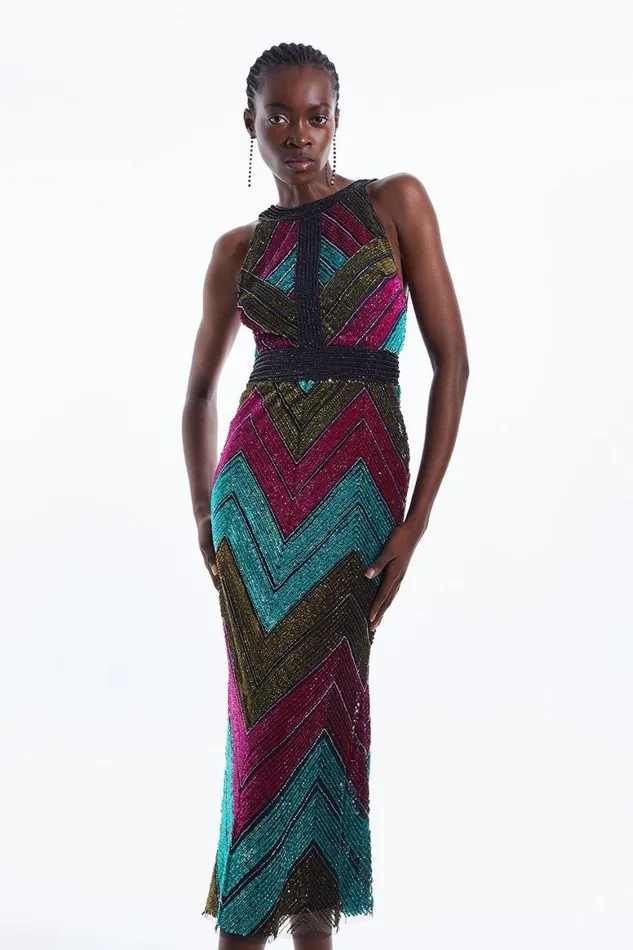 Dresses Women Karen Millen Premium Sequin Embellished Maxi Dress Multi