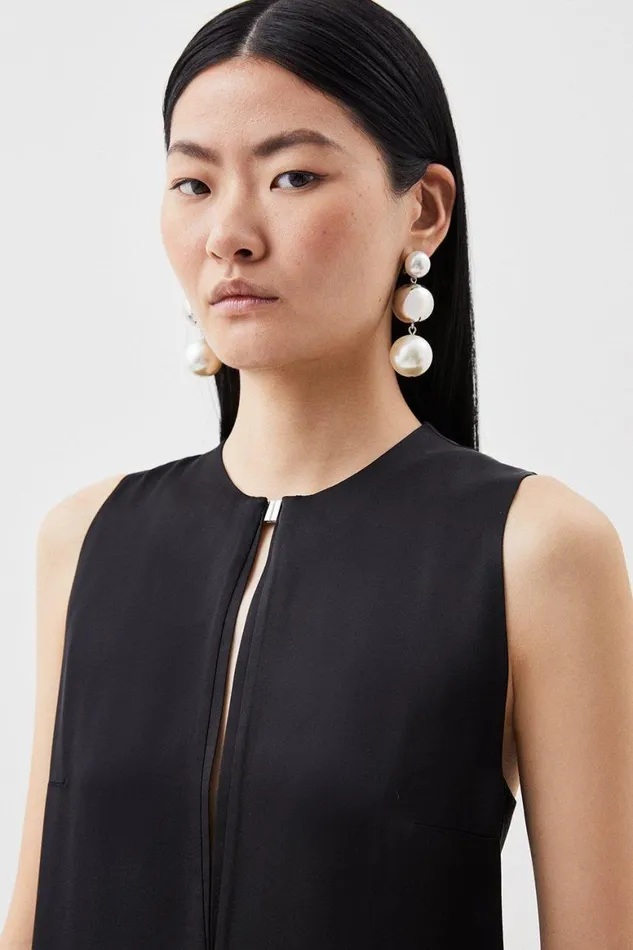 Dresses Women Karen Millen Premium Sheer Detailed Satin Column Maxi Dress Black