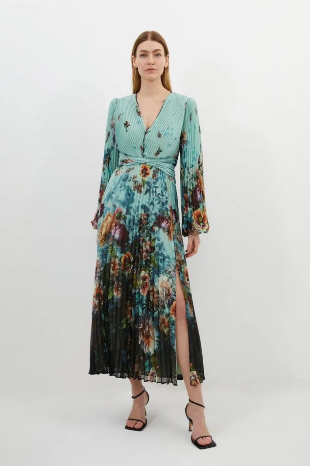 Dresses Women Karen Millen Printed Pleated Yoryu Crinkle Cut Out Woven Maxi Dress Black Dresses Women Karen Millen Printed Pleated Yoryu Crinkle Cut Out Woven Maxi Dress Black