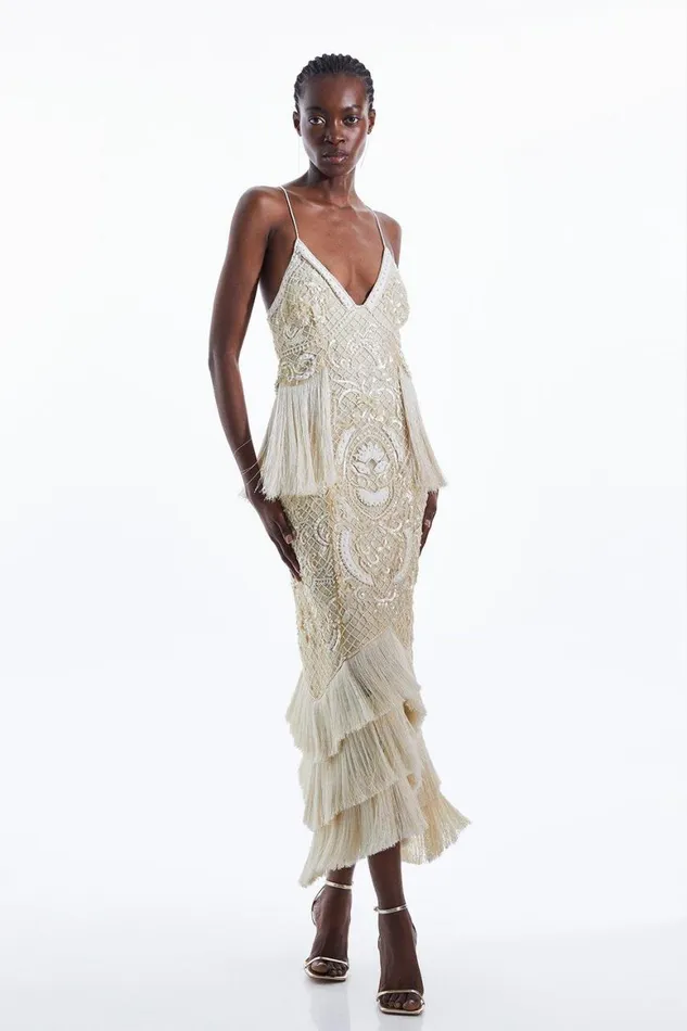 Dresses Women Karen Millen Pu Leather Sequin Woven Strappy Mini Dress Silver