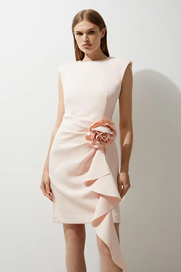 Dresses Women Karen Millen Scuba Crepe Dramatic Rosette Woven Backless Mini Dress Blush Dresses Women Karen Millen Scuba Crepe Dramatic Rosette Woven Backless Mini Dress Blush