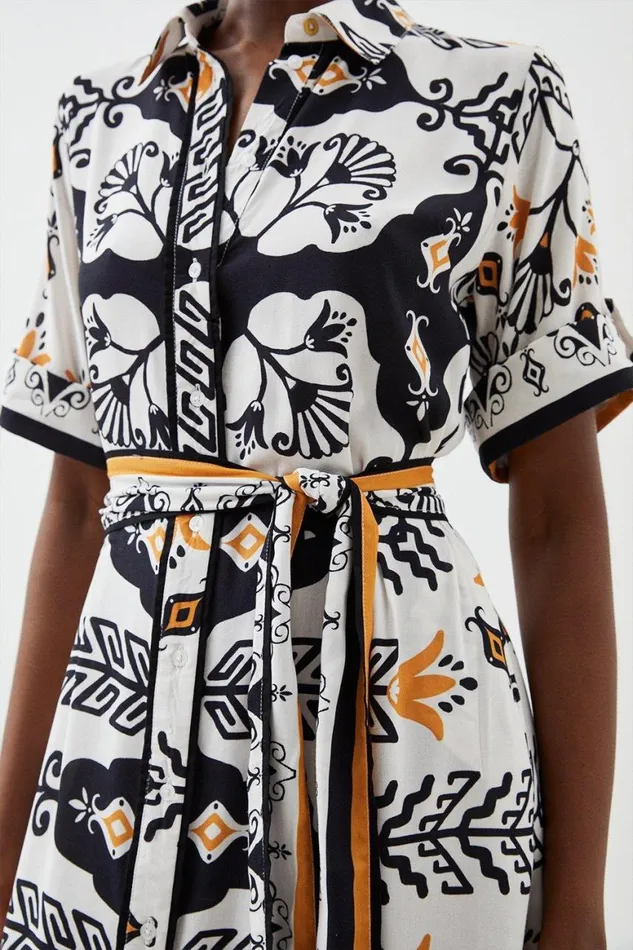 Dresses Women Karen Millen Short Sleeve Viscose Woven Maxi Dress Multi