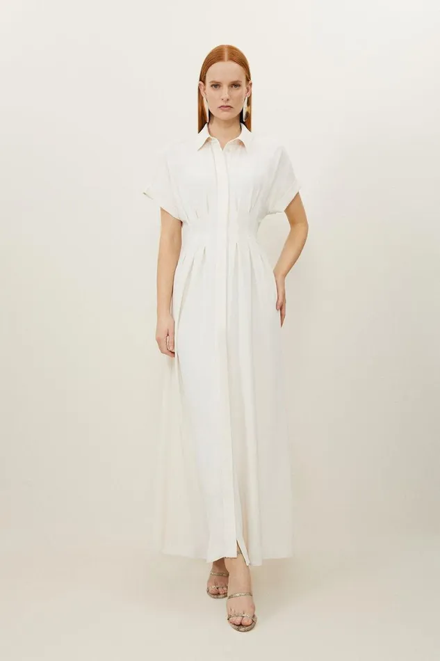 Dresses Women Karen Millen Soft Tailored Belted Darted Midi Shirt Dress Ivory Dresses Women Karen Millen Soft Tailored Belted Darted Midi Shirt Dress Ivory