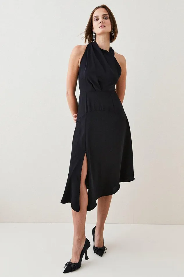 Dresses Women Karen Millen Soft Tailored Sleeveless Midi Dress Black