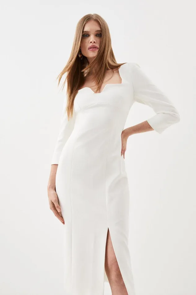Dresses Women Karen Millen Structured Crepe Sweetheart Neck Split Front Midaxi Dress Ivory Dresses Women Karen Millen Structured Crepe Sweetheart Neck Split Front Midaxi Dress Ivory